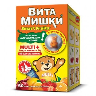 ВитаМишки Smart Fruits Multi+ йод+холин+Д3 №30