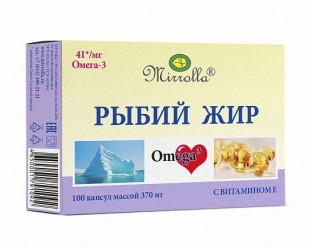 Рыбий жир (Омега-3) с витамином Е капсулы  370 мг №100